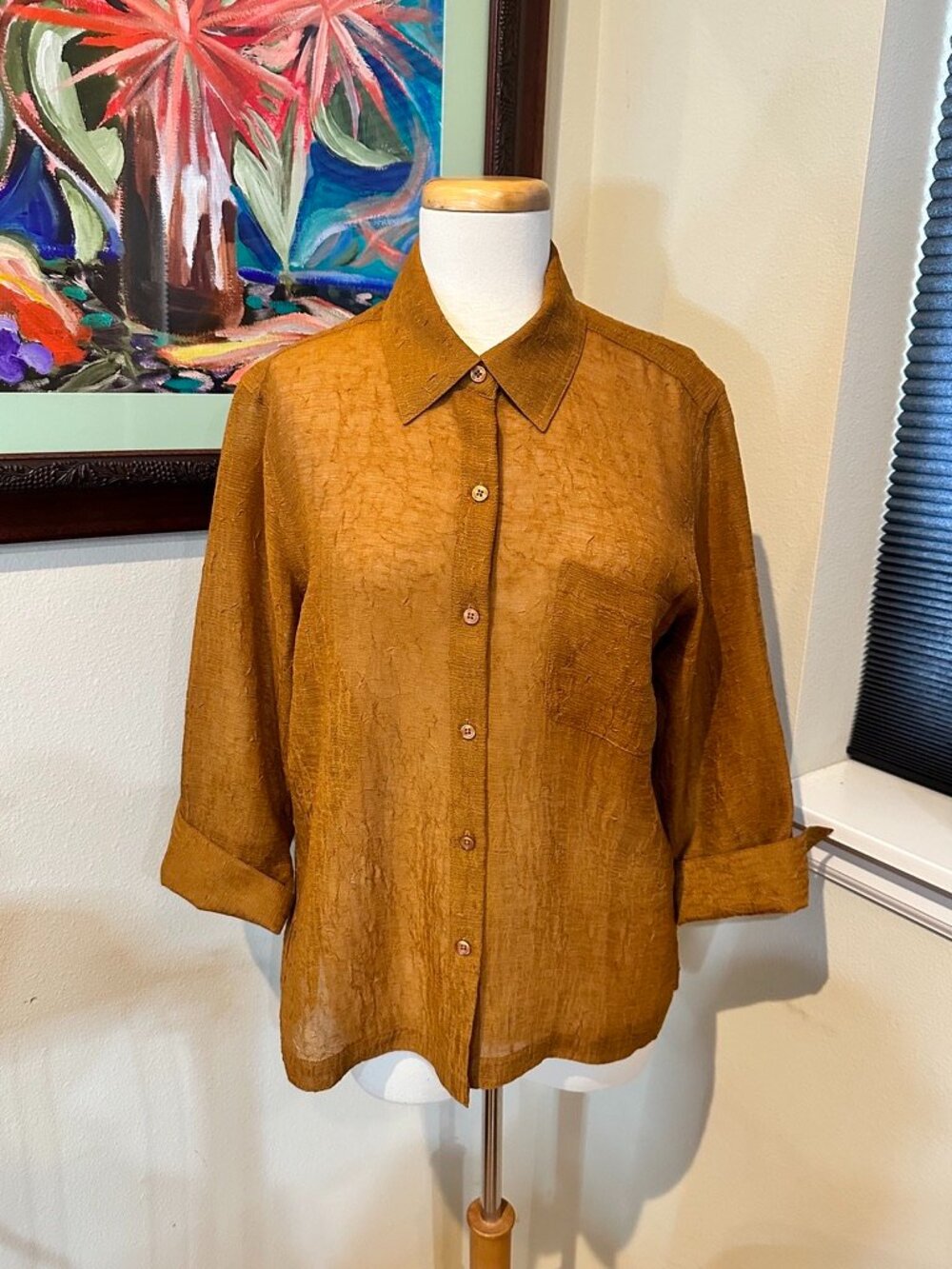 Amber Colored Casual Artistic Looking Blouse by Coldwater Creek - sz L